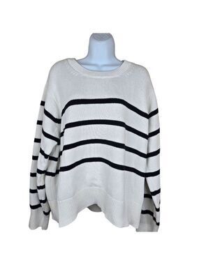 Gap Striped Cream Black Knit Sweater XXL New With Tags